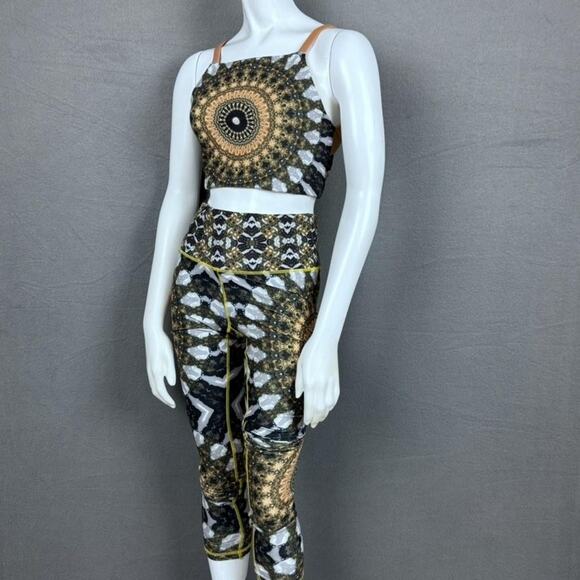 Wolven Athletic Set Womens Medium Mandala Crop Top High Waist Leggings Yoga - Picture 3 of 14